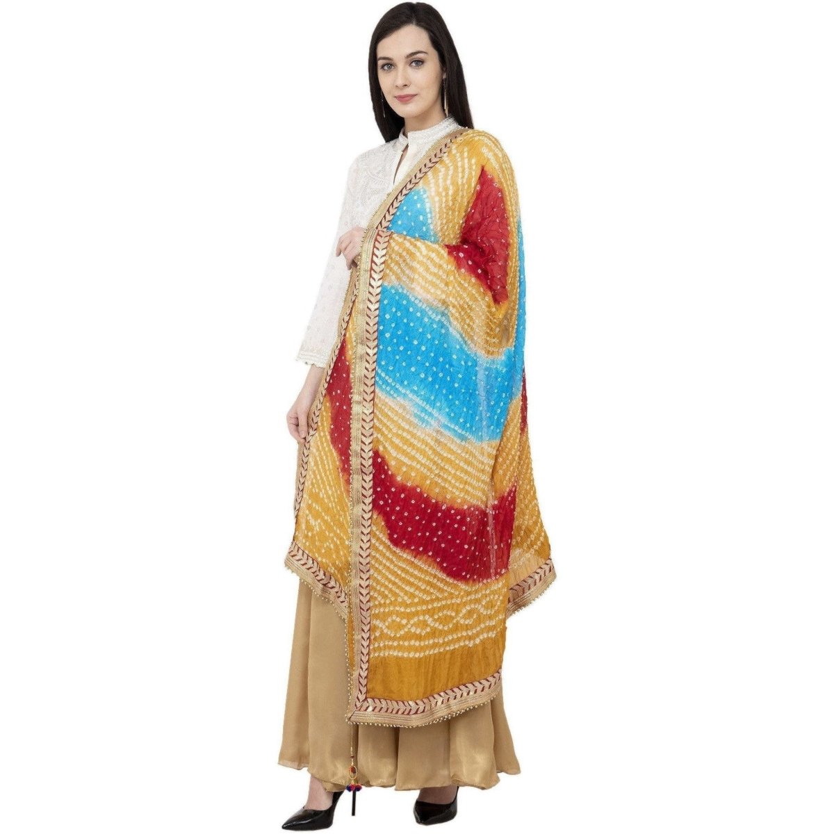 A R Silk Bandhej Multi Gota Fancy Dupatta Color Multi color Dupatta or Chunni