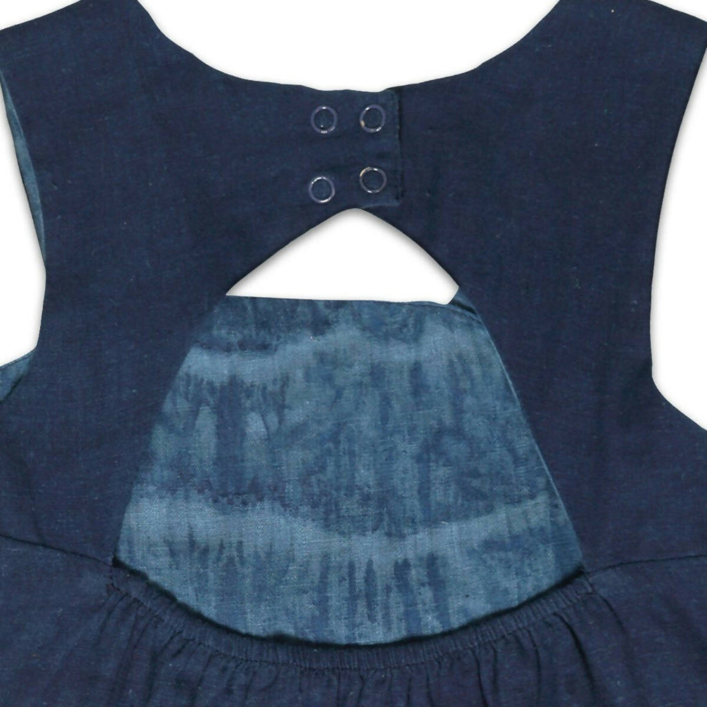 Mhyssa Blue Square Neck Sleeveless Frock