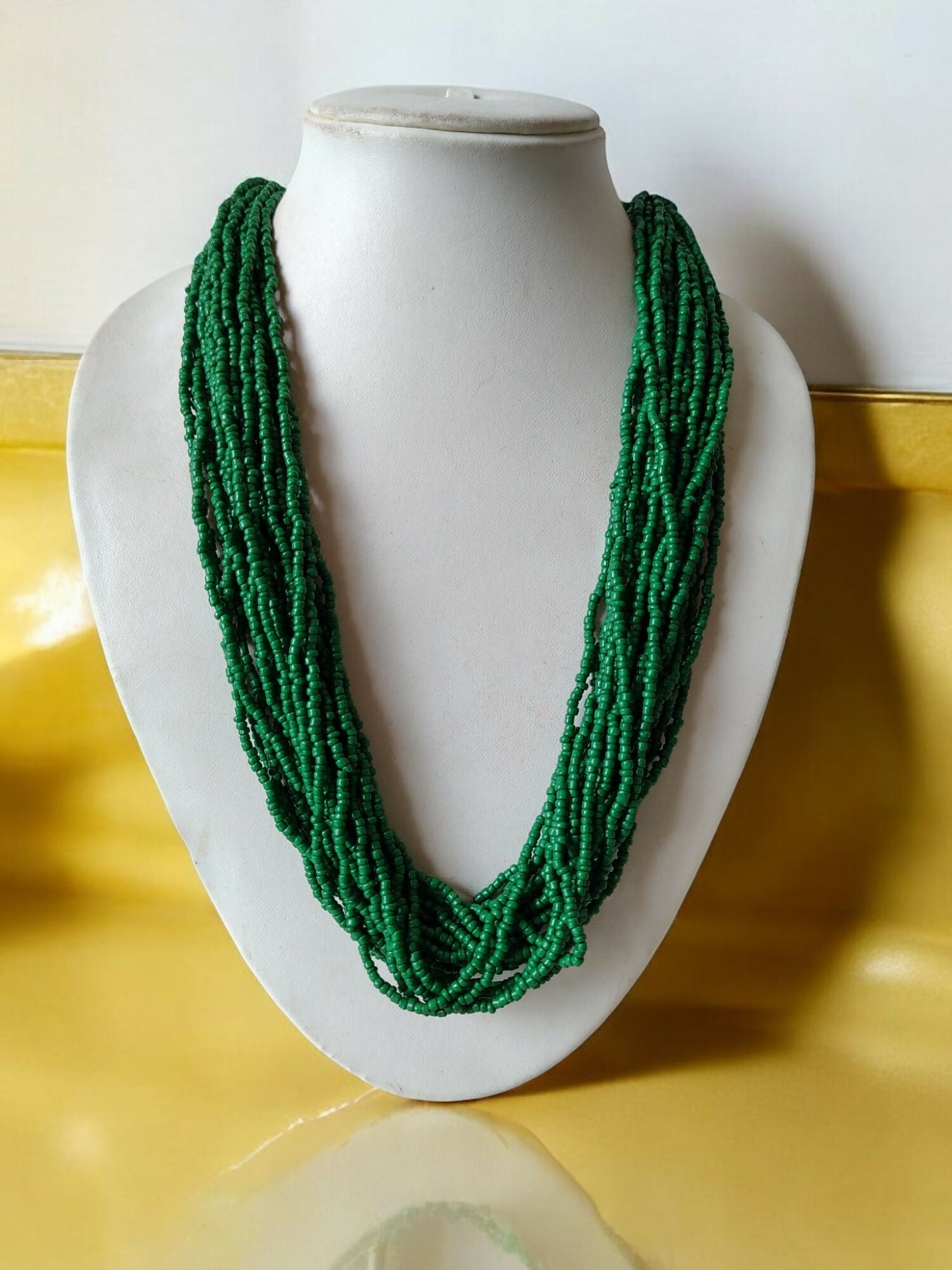 Inhanns Handmade Beaded Multilayer Necklace, 20 Layers - Green