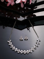 NVR Women Silver-Plated American Diamond Jewellery Set Necklace & Earrings - Distacart