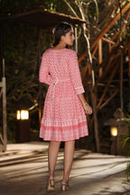 Juniper Womens Pink Rayon Gliter Printed Short Tiered Dress - Distacart