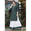 Vamika Green Rayon Gota Patti work Kurti With Skirt Suit