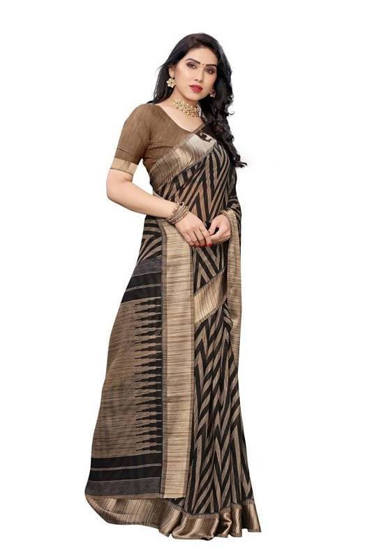 Vamika Black Linen Designer Saree (BEE BLACK)