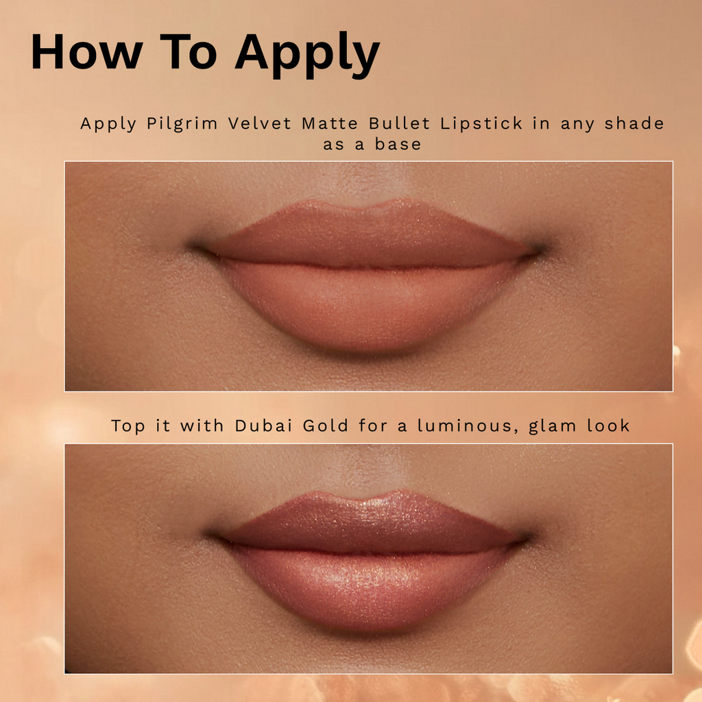 Pilgrim Glitter Lipstick With Matte Finish - Dubai Gold03