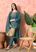 Joban Fashion Green Premium Pure Viscose Print Dola With Handwork Kurta Set