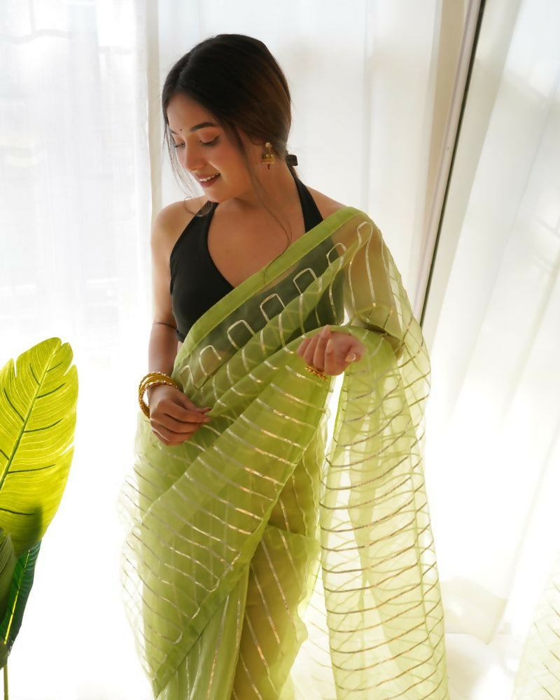 Vamsee Devika Green Organza Silk Saree