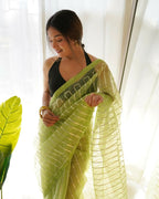 Vamsee Devika Green Organza Silk Saree