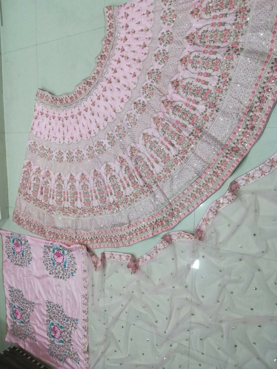 Jyoti Fashion Exclusive Baby Pink Silk 3MM Sequins with Jari & Thread Embroidery Lehenga Choli with Dupatta