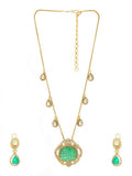 Natural Stones Antique Finish Earrings and Necklace set - Ruby Raang
