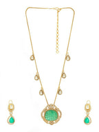 Natural Stones Antique Finish Earrings and Necklace set - Ruby Raang