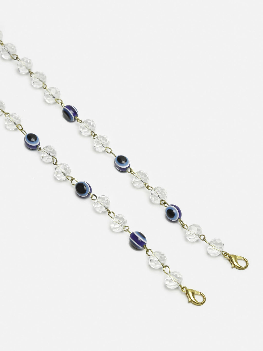 Unisex Gold-Toned Blue Evil Eye Beaded Mask Chain - Ruby Raang - Distacart