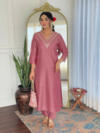 The52 Gajri Women's Beautiful Embroidered Rayon Fabric with Straight Kurta, Pant and Dupatta Set - Distacart