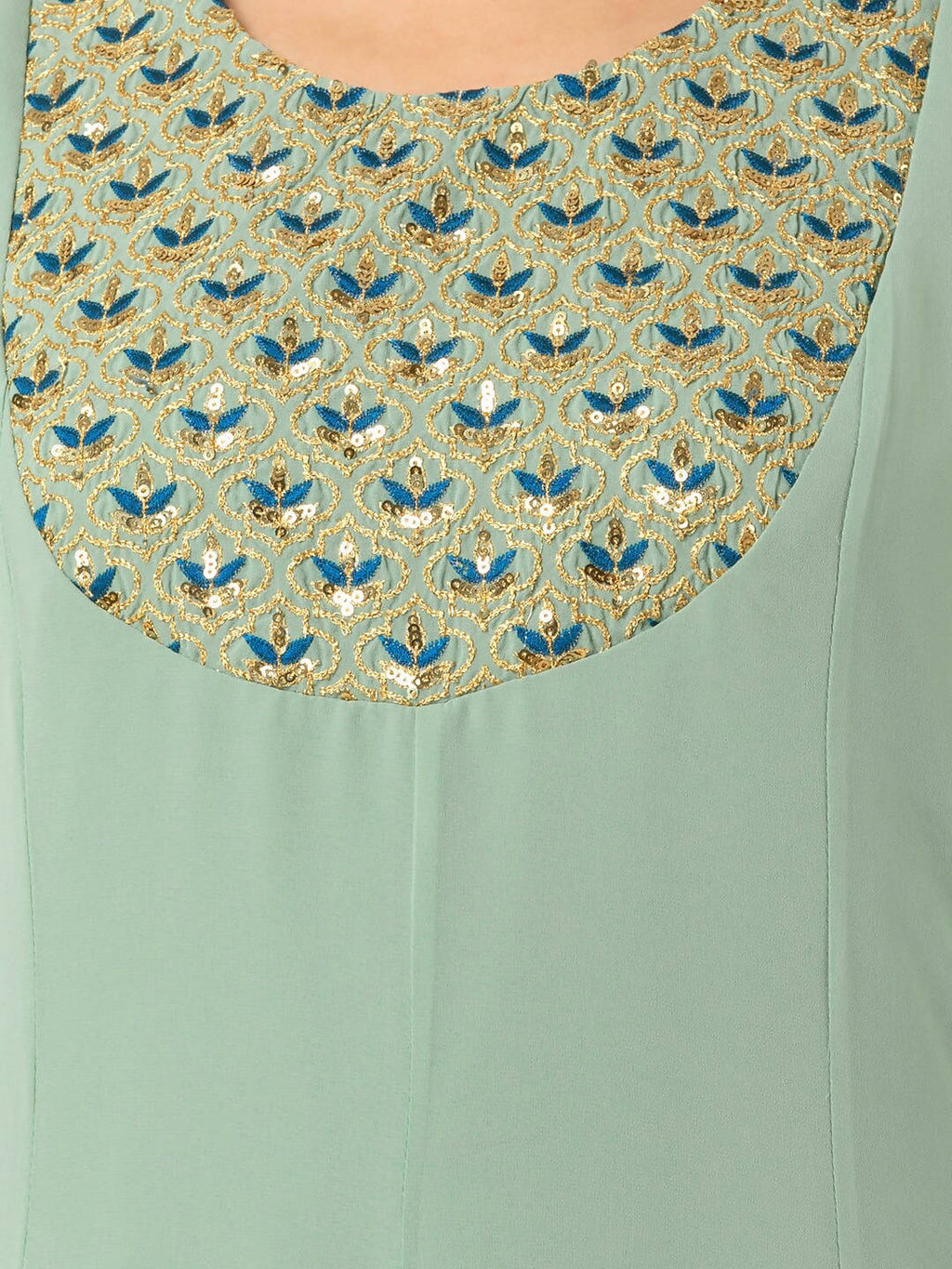 Indya Green Embroidered A-Line Kurta - Distacart