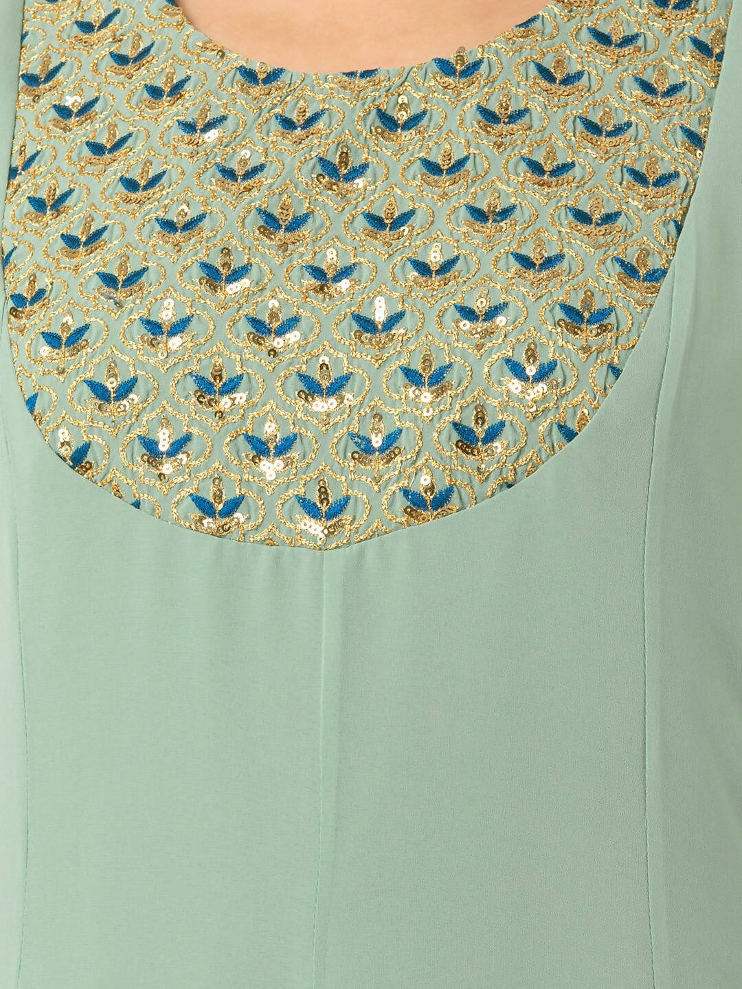 Indya Green Embroidered A-Line Kurta - Distacart