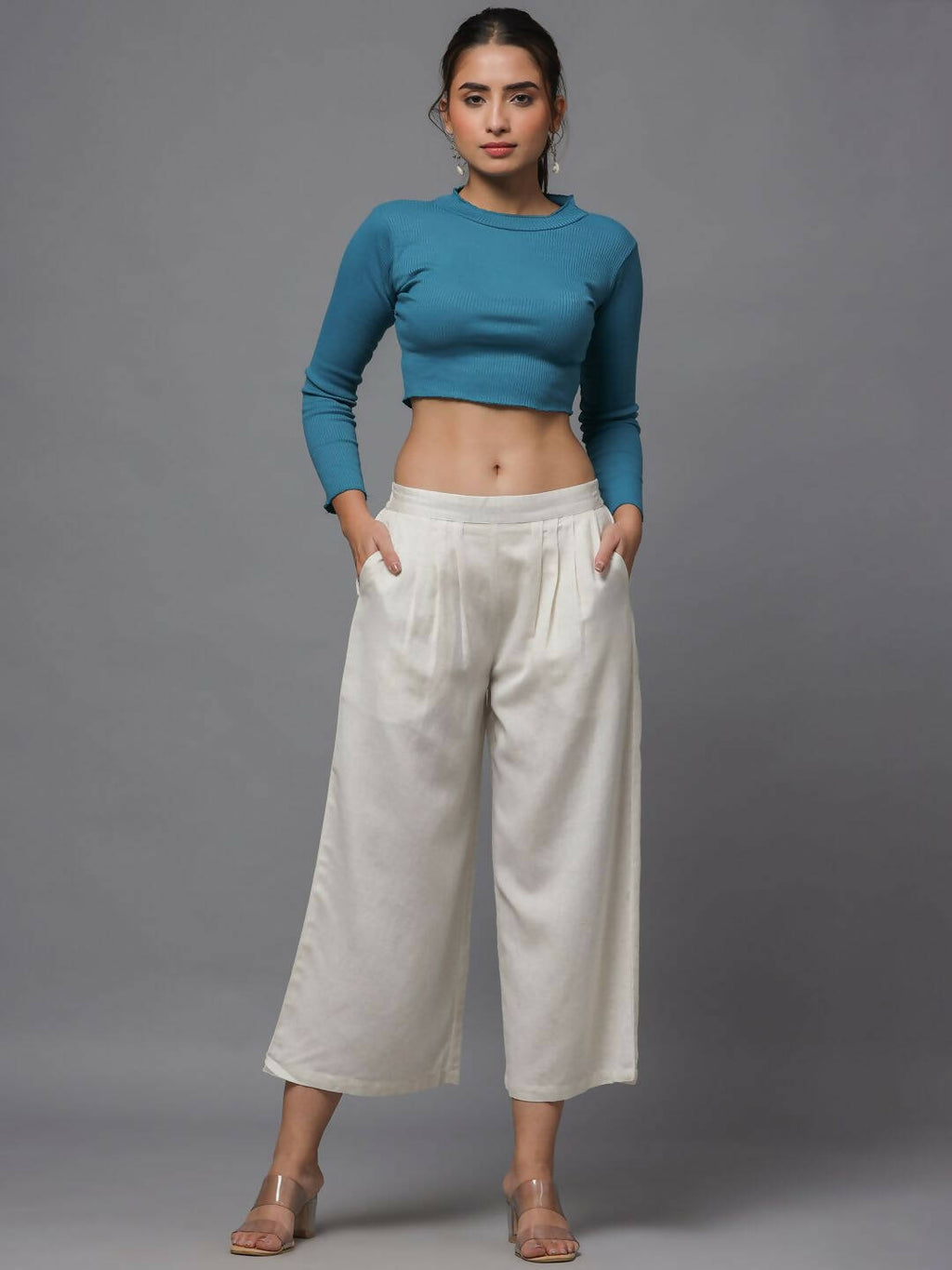 Juniper Women's Natural Solid Wide Leg Palazzo - Distacart