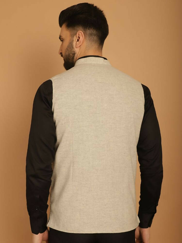 Even Apparels Pure Wool Nehru Jacket - Off White