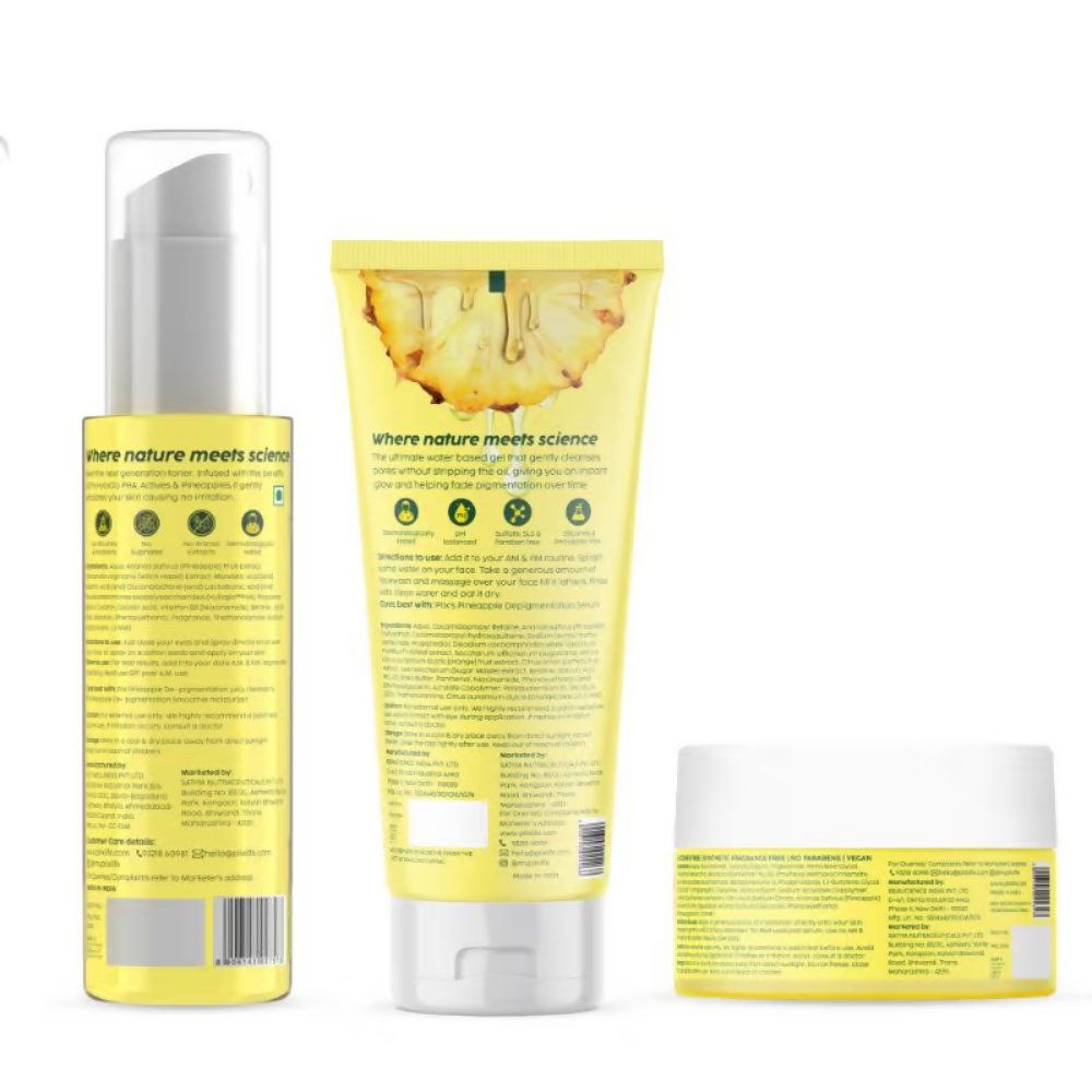PLIX The Plant Fix Pineapple Depigmentation Regime With Toner, Cleanser & Moisturizer