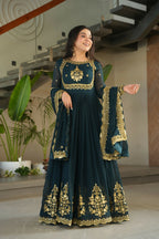Joban Fashion Rama Georgette Sequence Embroidery Work Kurta Set - Distacart