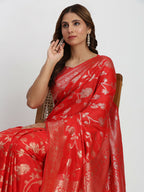 Shree Shyam Fashion Banarasi Silk Red Saree - Distacart