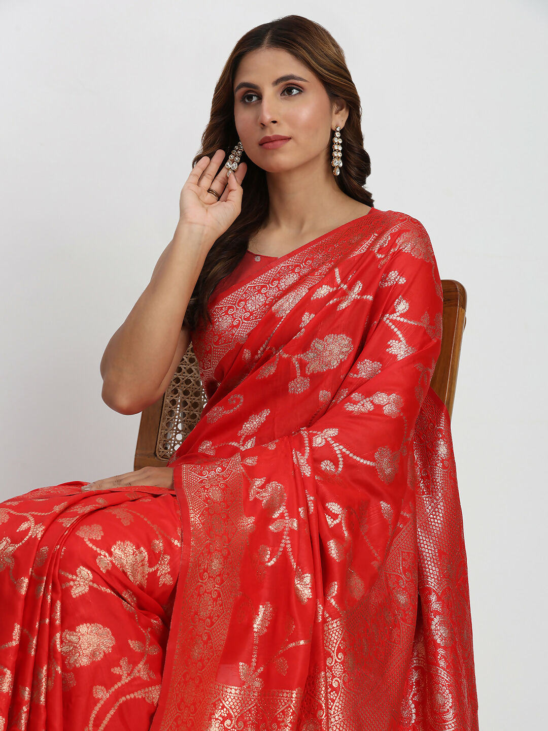 Shree Shyam Fashion Banarasi Silk Red Saree - Distacart