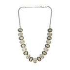 Mufli (peanut) Kundan Neckpiece with Meenakari and American Diamonds (Silver) - Ruby Raang