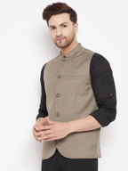 Even Apparels Beige Merino Men Woven Nehru Jacket - Distacart
