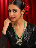 Ruby Raang Long Kundan Neckpiece With Earrings
