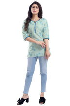 Snehal Creations Luxurious Fine Pista Cotton Silk Short Tunic - Distacart