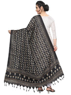 Vamika Latest Fashion Black Printed Khadi Bhagalpuri Dupatta For Girls
