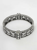 NVR Women's Silver-Toned German Silver Oxidised Kada Bangle - Distacart