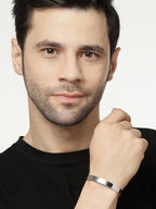 NVR Men Silver Stainless Steel Cuff Bracelet - Distacart