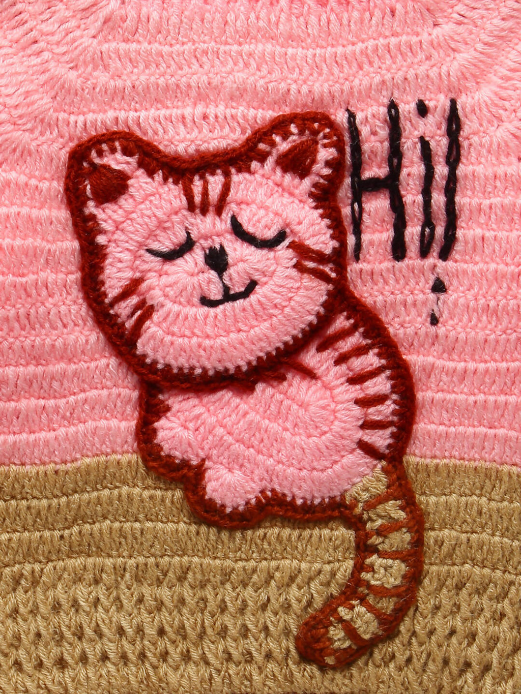 Chutput Kids Pink Kitty Design Solid Pullover Sweater