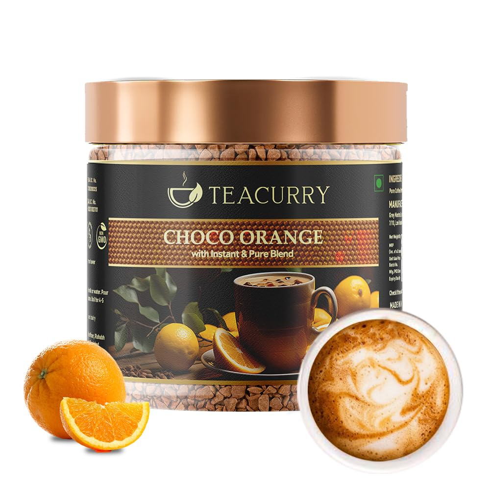 Teacurry Choco Orange Instant Coffee Powder - Arabica Freeze Dried Coffee for Instant Hot & Cold Coffee - Distacart