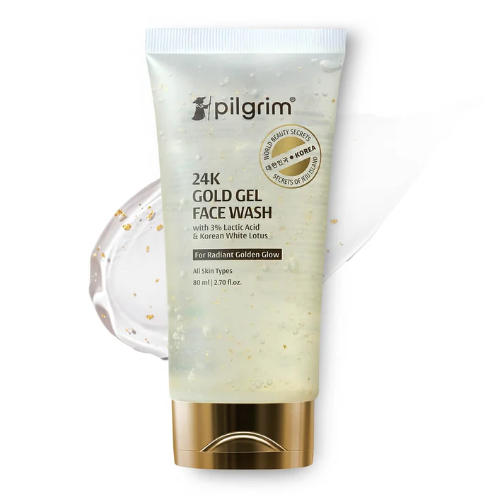Pilgrim 24k Gold Gel Facewash with Korean White Lotus For Glowing Skin, Reduce Dark Spot And Improves Skin Texture - Distacart