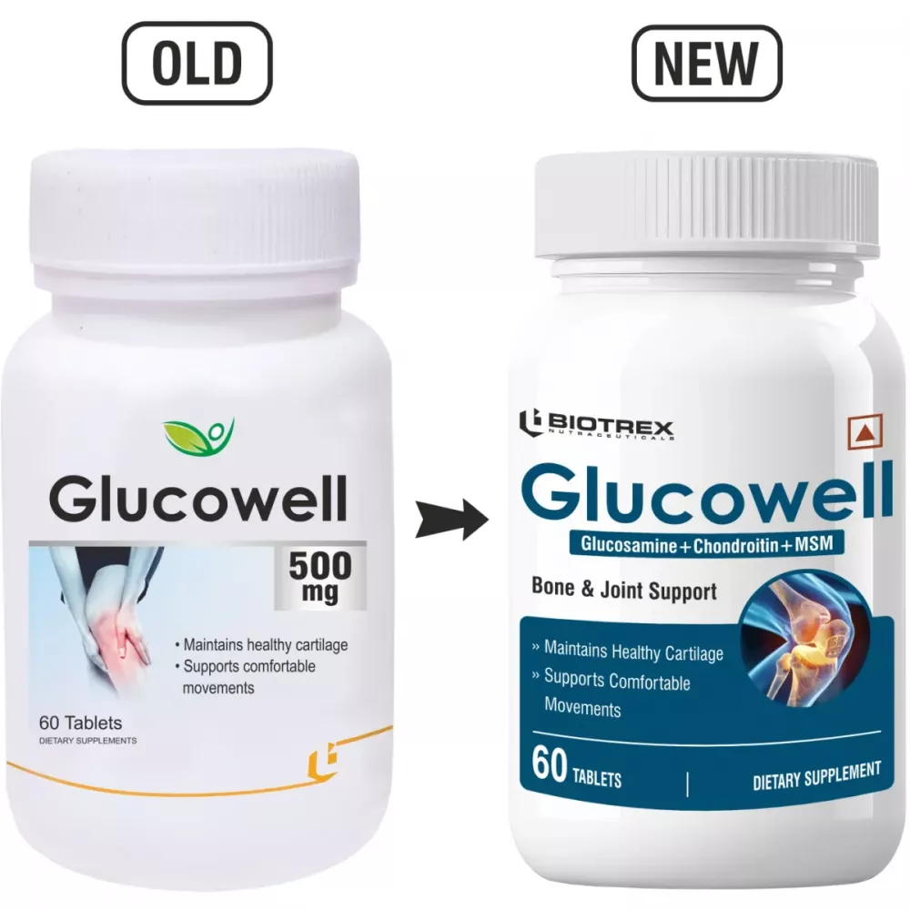 Biotrex Glucowell Glucosamine, Msm & Chondroitin 500mg Tablets - Distacart