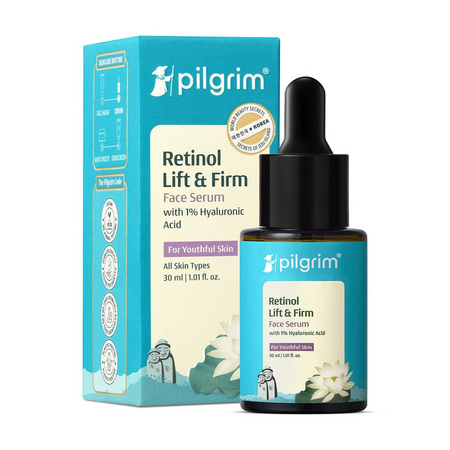 Pilgrim Korean 0.5% Retinol & 1% Hyaluronic Acid Lift & Firm Anti Aging Serum, Reduce Fine Lines & Wrinkles