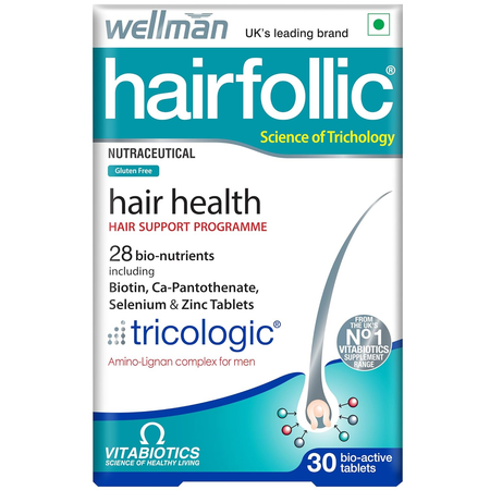 Wellman Hairfollic UK's No.1 Hair Supplement Tablets For Men ( Tricologic Formula 30 Vitamins & Minerals)