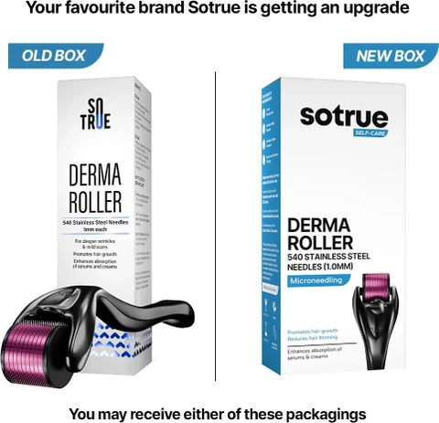 Sotrue Derma Roller For Hair Growth 1 mm with 540 Stainless Steel Needles - Activates Hair Follicles, For Hair Fall & Hair Thickening, Reduces Acne Scars - Distacart