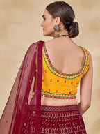 Myra Maroon Georgette Embroidered Designer Lehenga