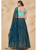 Myra Teal Green Georgette Embroidered Designer Lehenga