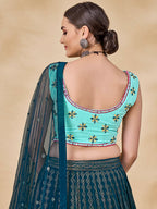 Myra Teal Green Georgette Embroidered Designer Lehenga