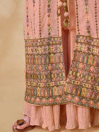 Myra Peach Gorgette Jacket Style Suit