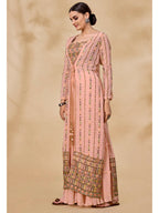 Myra Peach Gorgette Jacket Style Suit