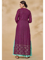 Myra Wine Jacket Style Sharara Suit