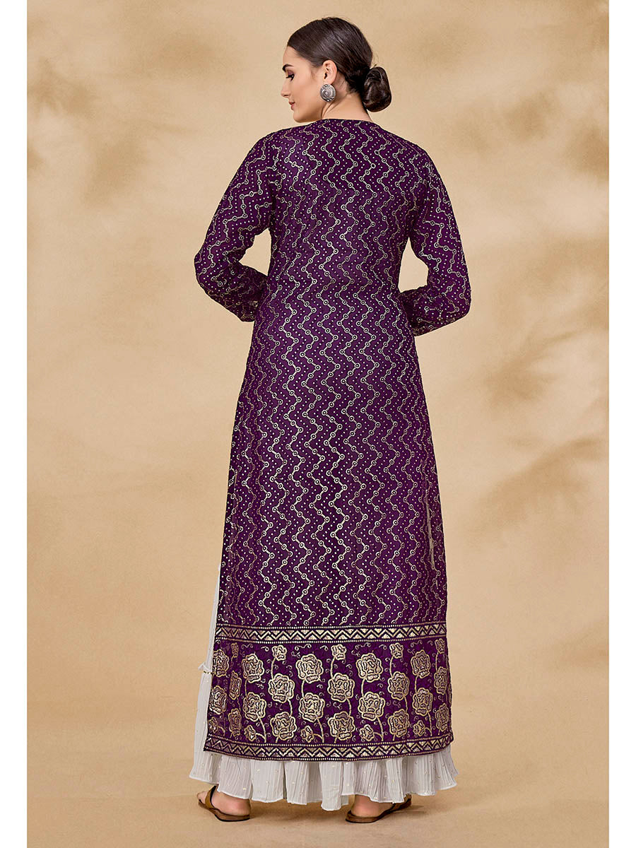 Myra Purple Jacket Style Sharara Suit