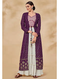 Myra Purple Jacket Style Sharara Suit