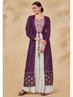 Myra Purple Jacket Style Sharara Suit