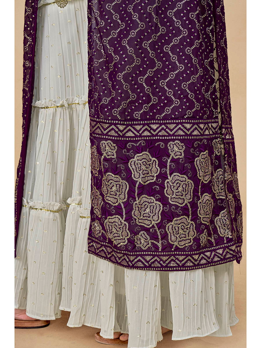 Myra Purple Jacket Style Sharara Suit