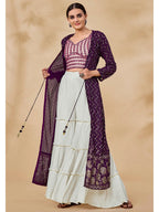 Myra Purple Jacket Style Sharara Suit
