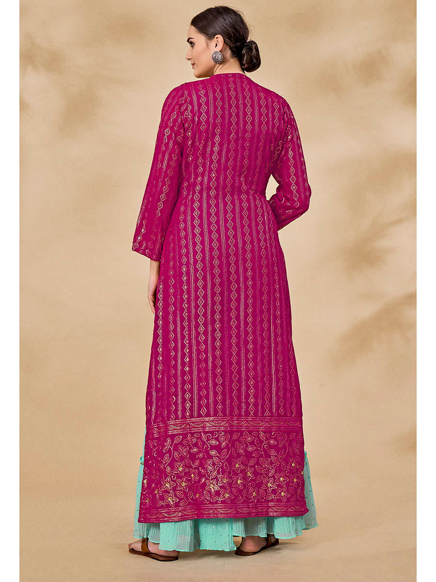 Myra Pink Jacket Style Sharara Suit